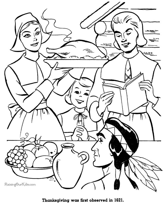 Thanksgiving dinner coloring pages to print 011