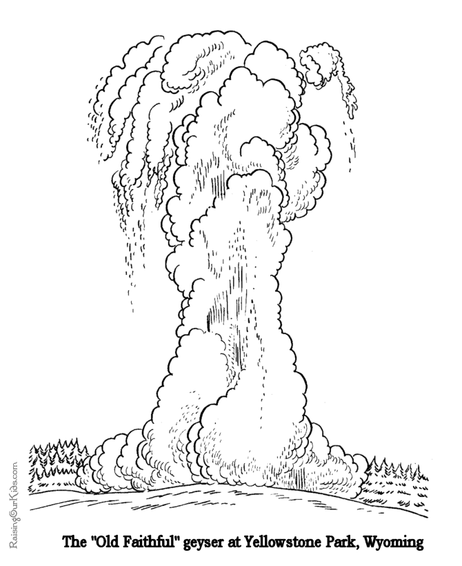 Old Faithful at Yellowstone coloring pages - 015