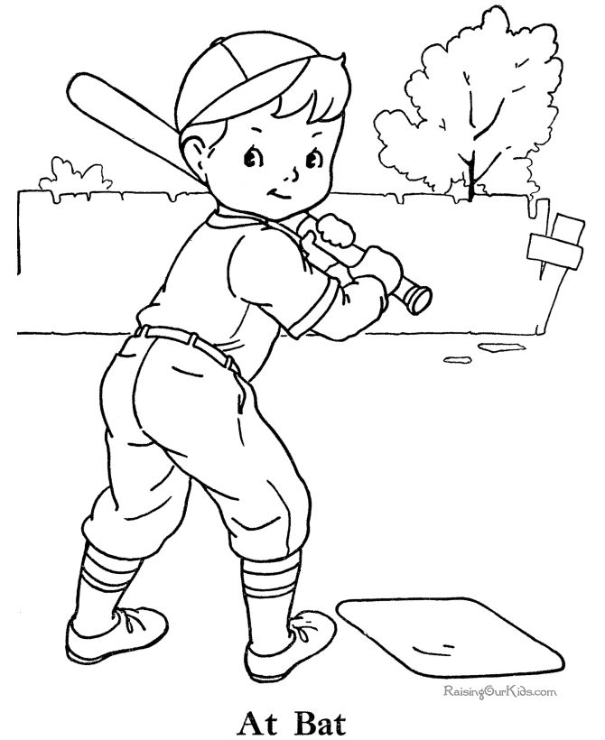 Simple Baseball Game Coloring Pages 