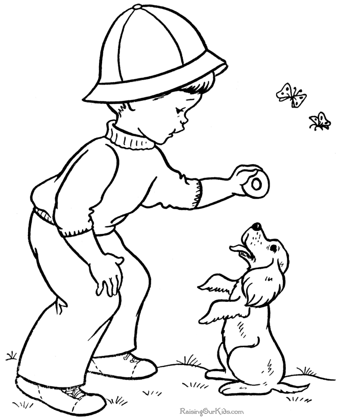 Dog And Boy Coloring Pages 5