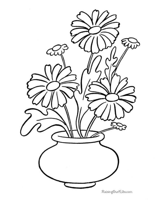 daisy black and white coloring