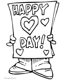 valentines card coloring pages