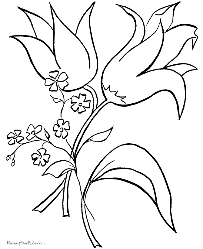 Download Valentine Flowers Coloring Pages - 002