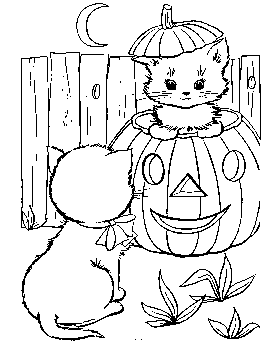 Halloween Coloring Pages Cats, Dogs and Bats