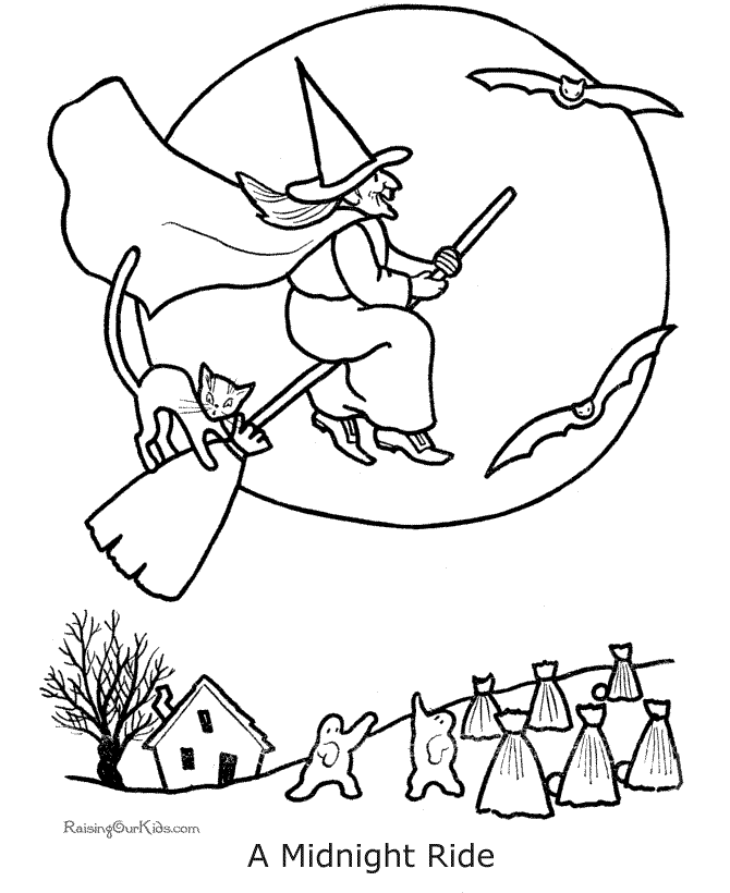 Halloween Witch Coloring Page to print